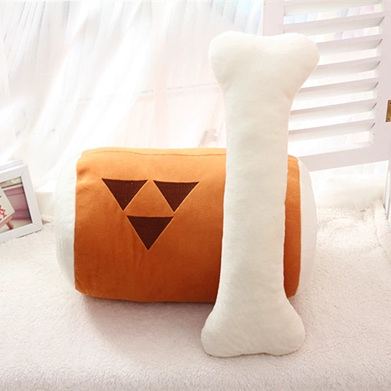 Hot Monster Hunter Huge Grilled Meat Pillow Plush Barbecu with Big Bone Stuffed Toy Children's Christmas Home Decoration Gift