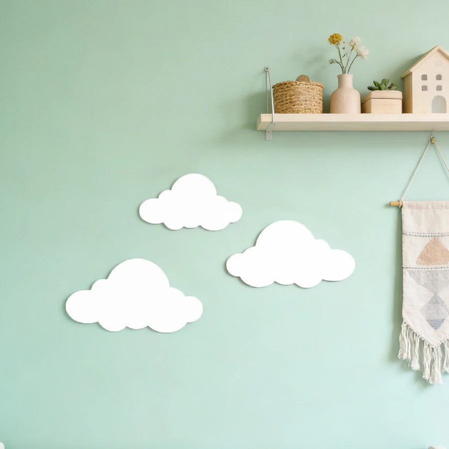 Ins Nordic Wooden Wall Stickers Wooden White Cloud Sticker Kids Room Decoration Home Crafts Nursery Decor Wall Ornament
