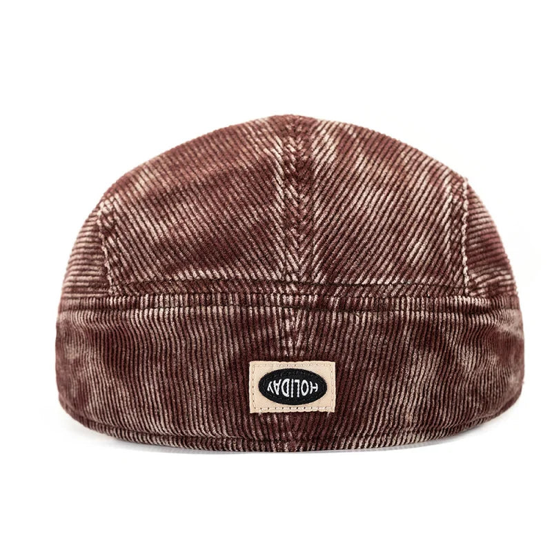 American Retro Tie-Dye Reversible Corduroy Duckbill Cap Womens Fashion Hat With Washed Fabric