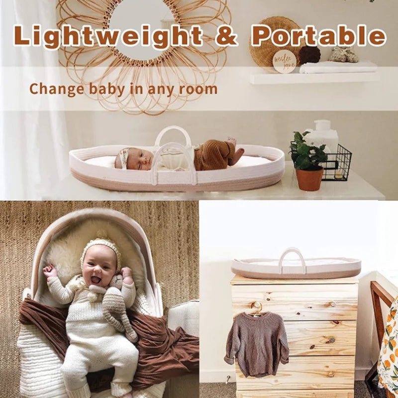 Portable Baby Carrying Basket Cradle for Newborn Woven Crib Bed Outdoor Sleeping Basket Nursery Storage Basket Photography Props