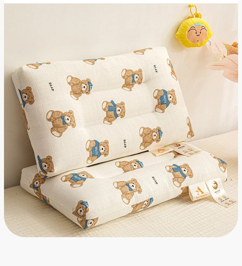 Cartoon Kids Pillow Cotton Double Layer Yarn Baby Sleeping Pillow Newborn Children's Neck Protection Bedding Baby Items