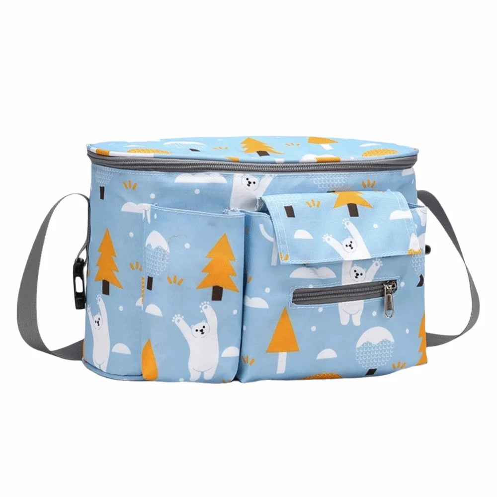 Stroller Bag Large Capacity Diaper Organizer With Multiple Pockets Oxford Cloth Size 31x20x15cm
