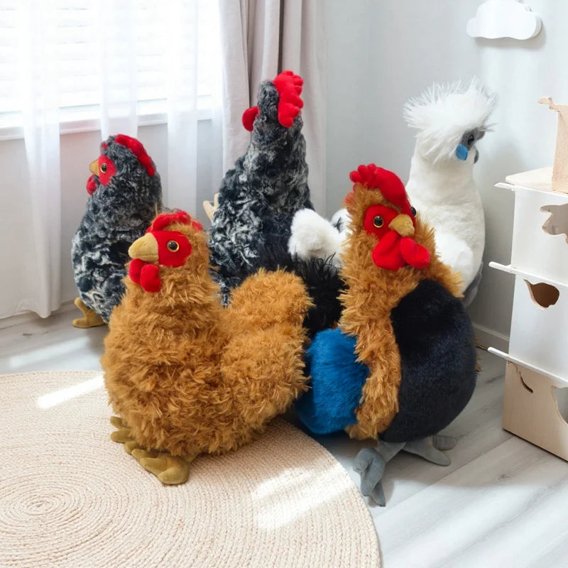 2026 New Simulation Chubby Rooster Hen Black-bone Chicken Fluffy Simulation Animal Poultry Stuffed Soft Lifelike Huggable Pillow