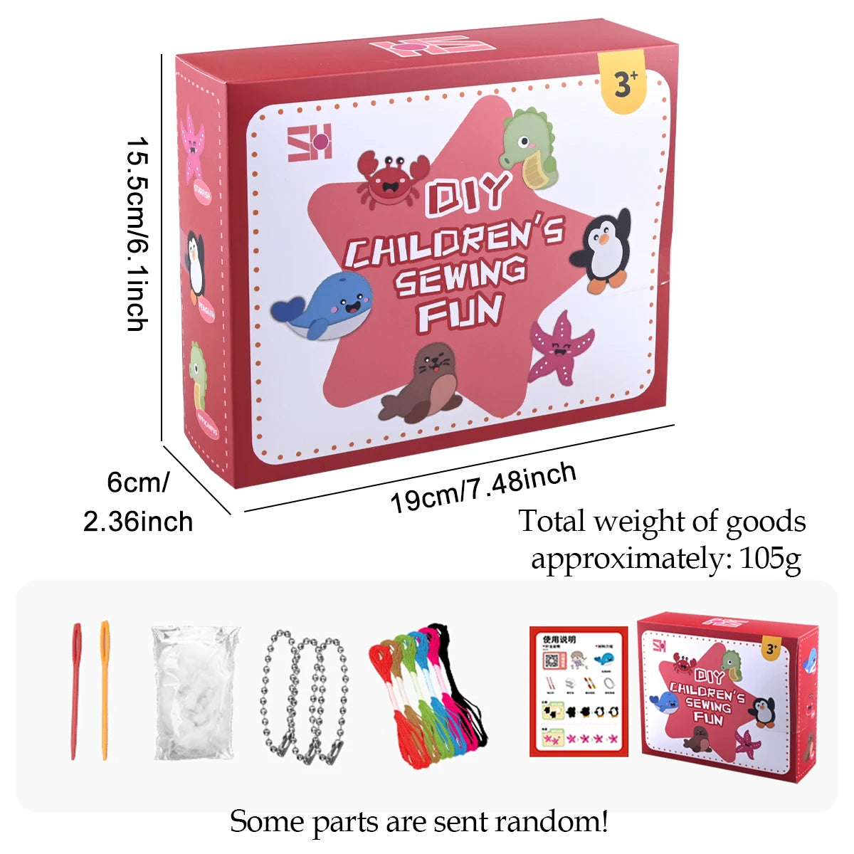 DIY Sewing Toys for Kids, Make Milk Tea Ocean Animal Plushie Craft Set Handmade Fabric with Holes and Threads Gifts
