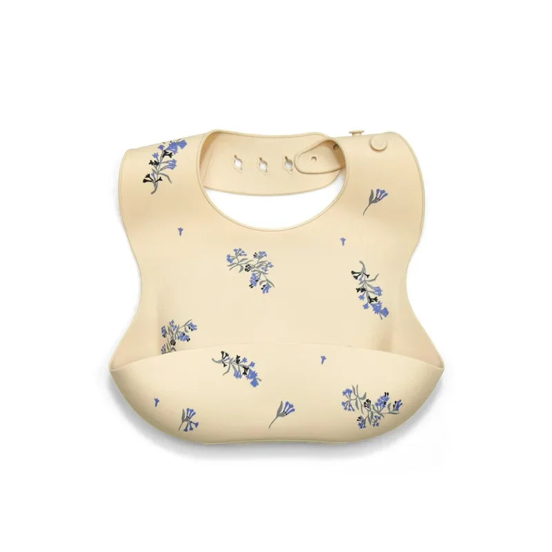 New Baby Bibs BPA Free Waterproof Soft Silicone Saliva Solid Dripping Bib Cartoon Print Adjustable Lunch Aprons Baby Accessories