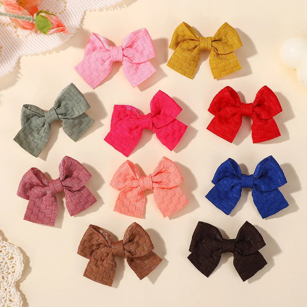Random Color 40pcs Lattice Hair Bows Hair Clips for Girls Hairpin Handmade Bows Barrettes Headwear Children Hair Accessories