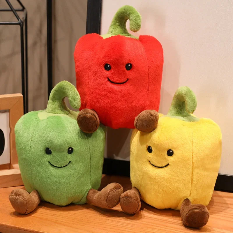 New Creative Cartoon Colored Pepper Plush Toys Stuffed Cozy Smile Vegetables Doll Cute Office Desktop Companion Delicate Gift