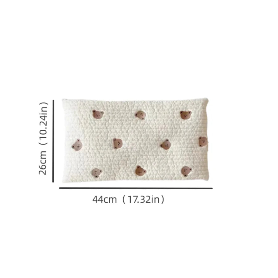 1 piece baby pillow baby nap pillow embroidered cartoon animals pure cotton sweat-absorbent breathable newborn soft flat pillow