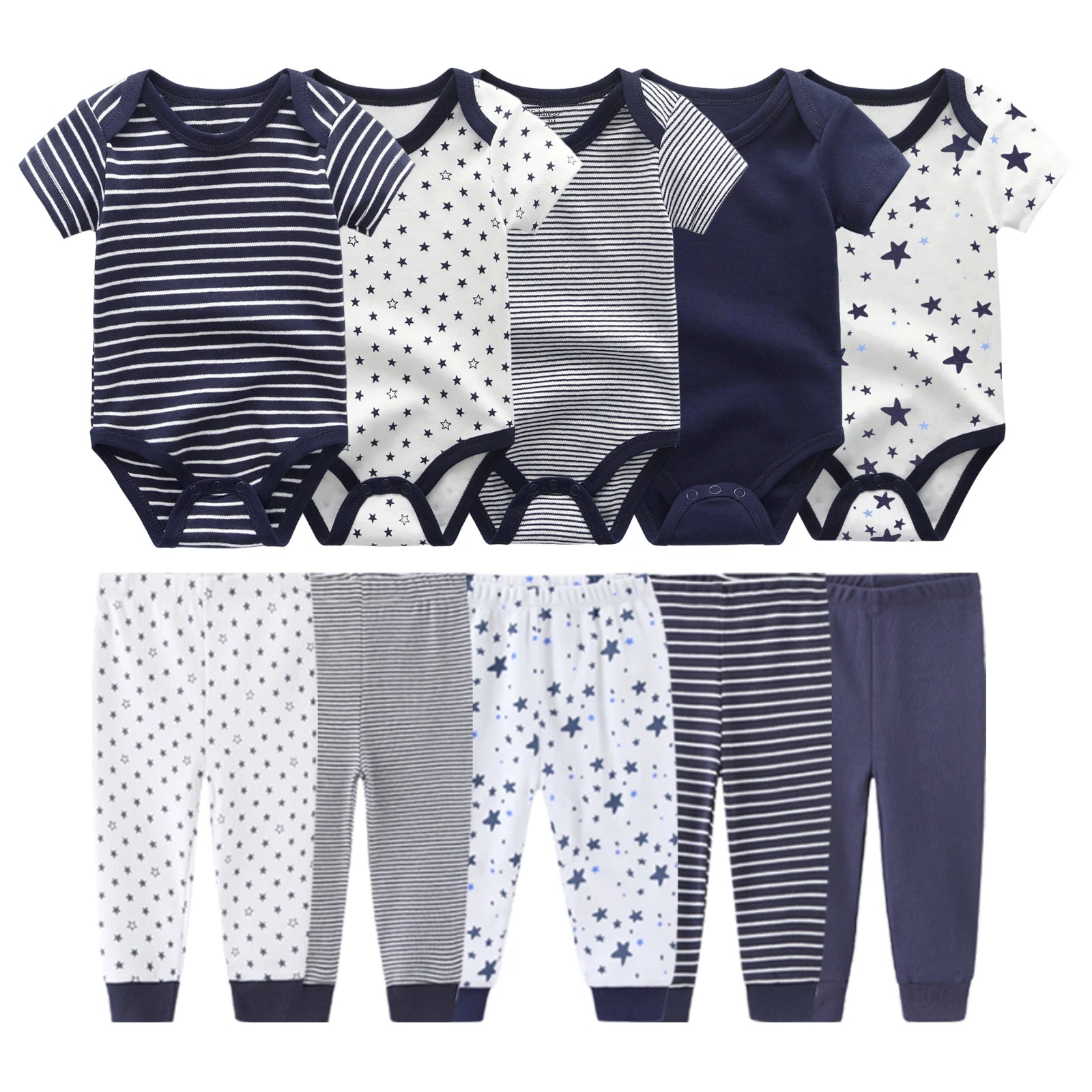 Cartoon Cute Baby Clothing Set for Newborns Bodysuits and Pants Four Seasons 10 Pack