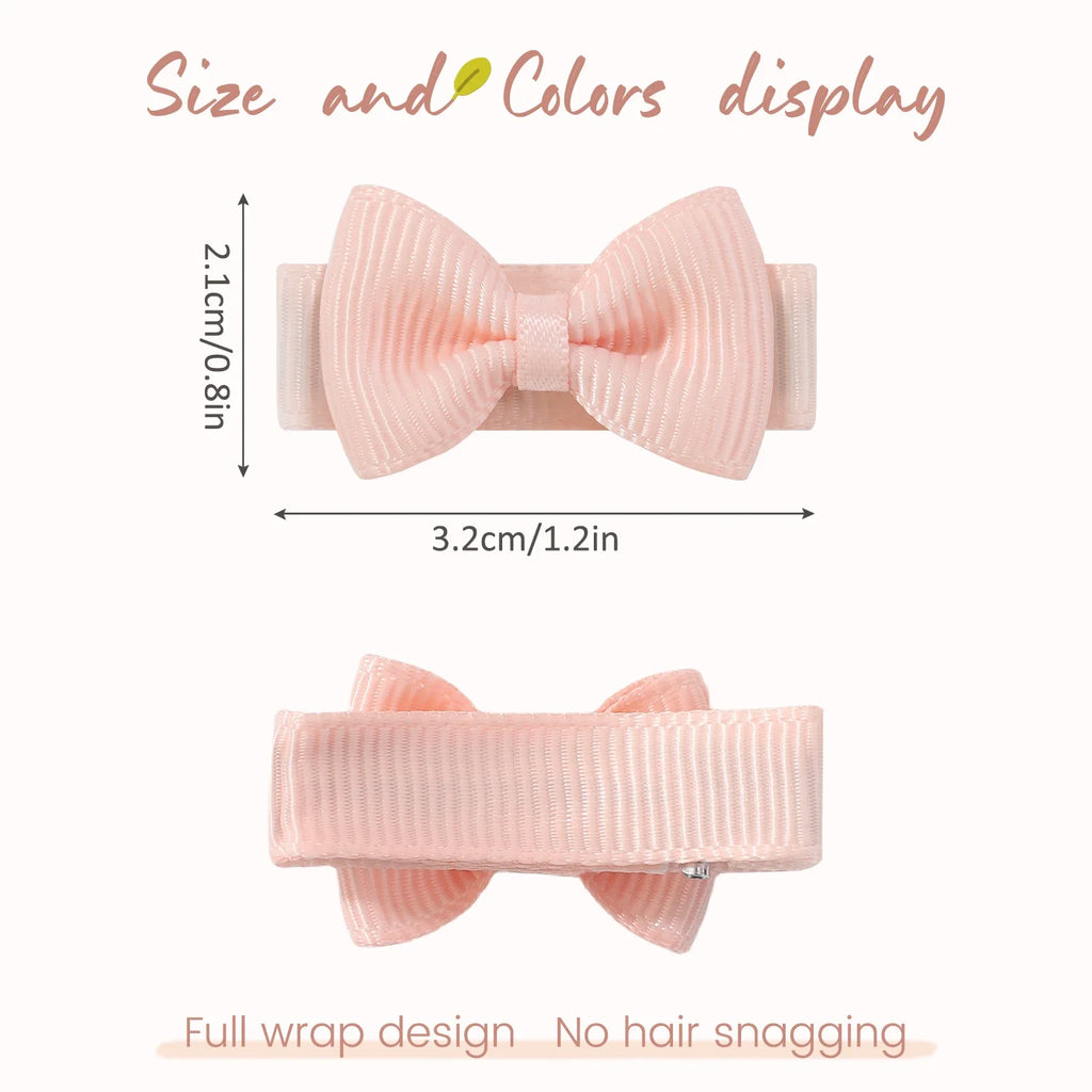 BABY BOWS 100Pcs 1.2'' Ribbon Hair Bows Clips for Baby Girls Candy Color Bowknot Hairpins Headwear Toddlers Hair Accessories