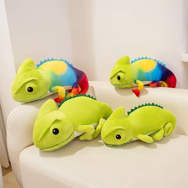 Hot 2026 New Cute Chameleon Plush Toys Stuffed Chubby Cartoon Crawling Lizard Doll Warm Soft Home Throw Pillow Funny Kids Gift