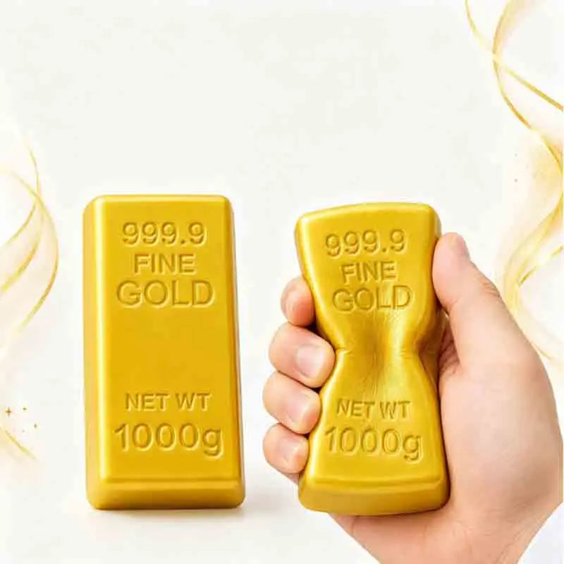 Simulated Gold Brick Slow‑Rebound Stress Relief Tool, Realistic Squishy Gold Bar Shape, Sensory Pressure Release, Anti‑Anxiety,