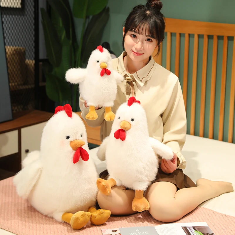 Nice Fluffy Chicken Plush Toys Cute Farmyard Animal White Yellow Chicken Plushies Funny Wet Chick Dolls Girl Boy Gift Home Decor