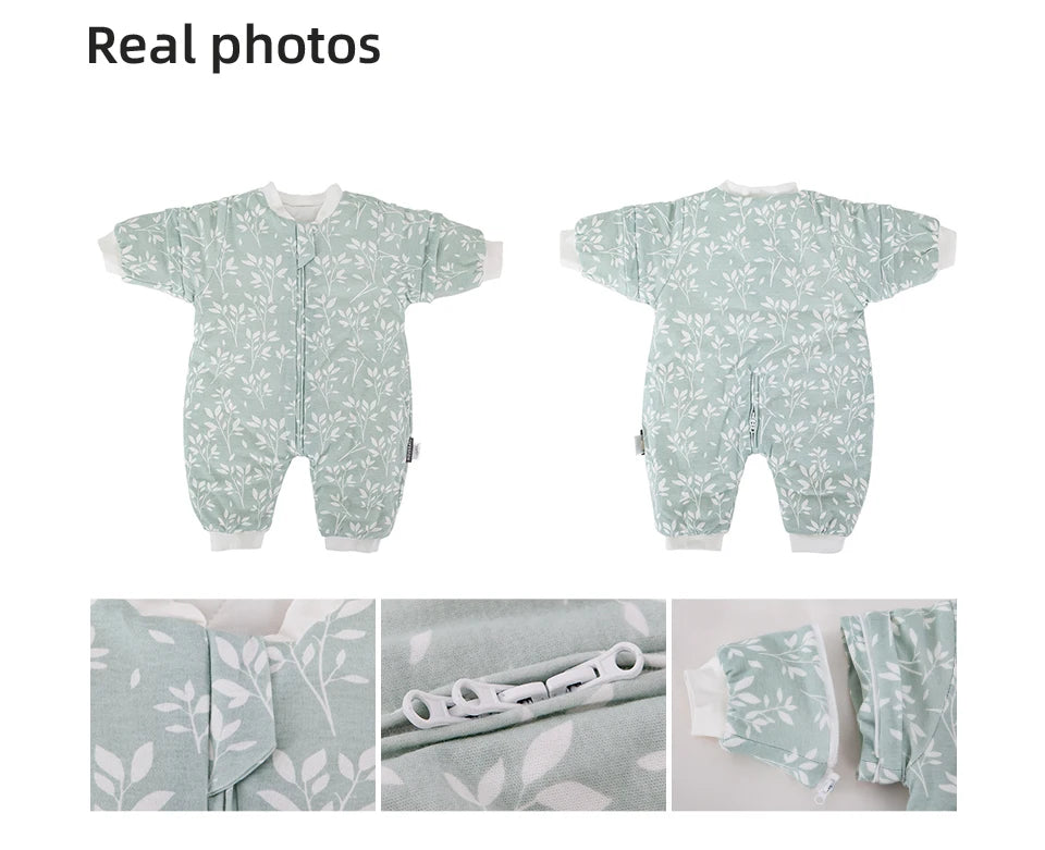 Baby Sleeping Bag 1-4Years Removable Sleeves Kids Winter Warm Sleepwear 3-Ways Zipper Design High Quality Baby Sleepsack