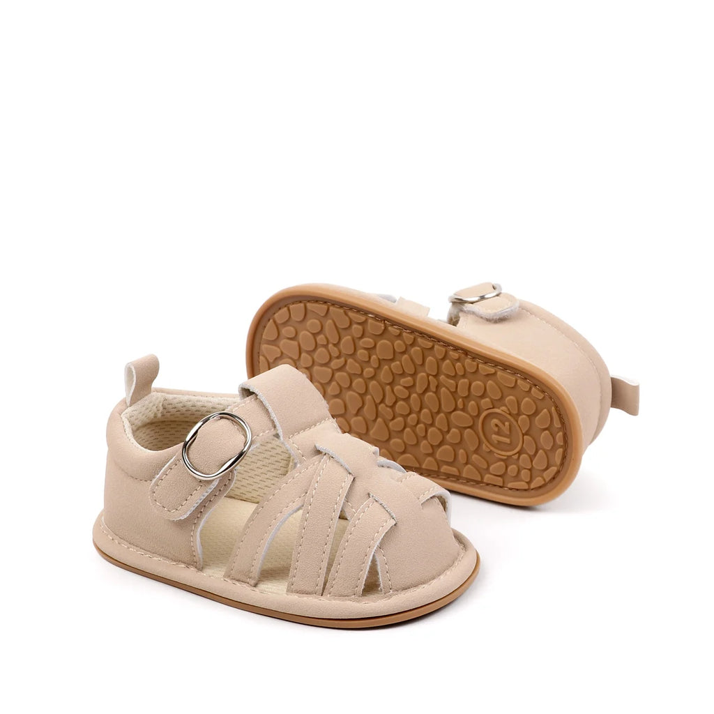 Cross Strap Hook and Loop Baby Walking Sandals Summer Lightweight Breathable Rubber Sole Newborn Casual Footwear For 0-18 Months