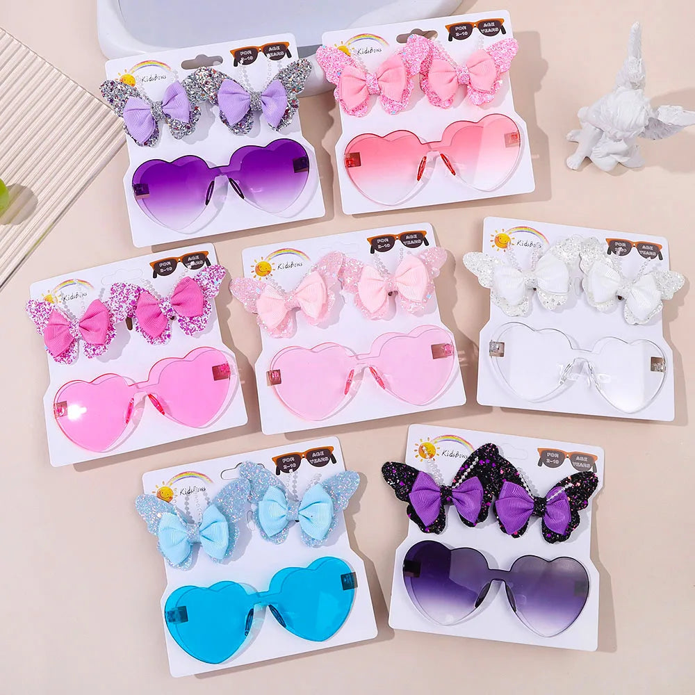 fashion peaches sunglasses hair clip set delicate butterfly hair bangs hairpin kids lovely headwear gift sets
