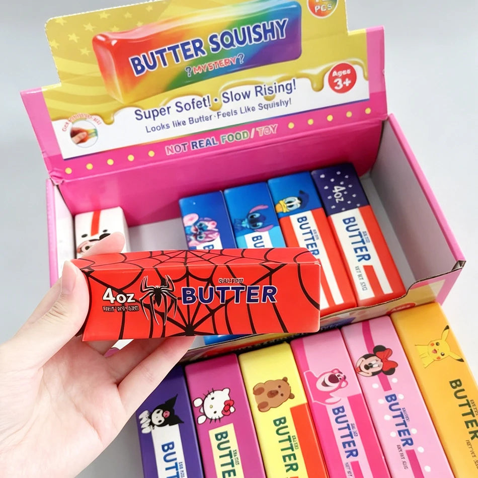 Blind Box 12PCS Butter Stick Squishy Toy Slow Rising Toy Butter Bar Brick Squishy Fidget Toy Anti Stress Release Hand Relax Gift