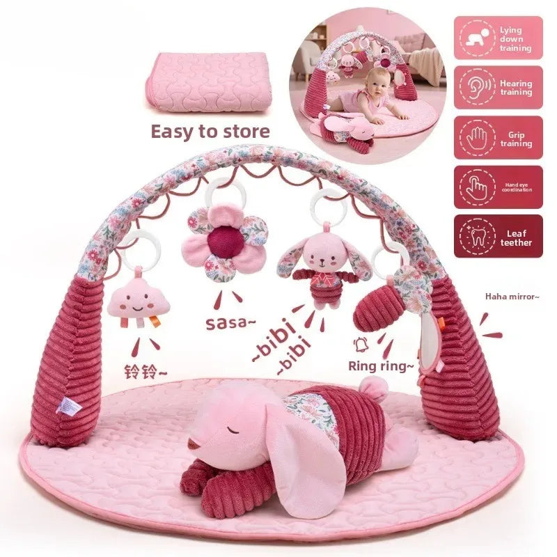 3 in 1 Baby Activity Gym Thickened Play Activity Mat with Toys Baby Activity Center for Tummy Time Sitting Crawling Sensory Toys