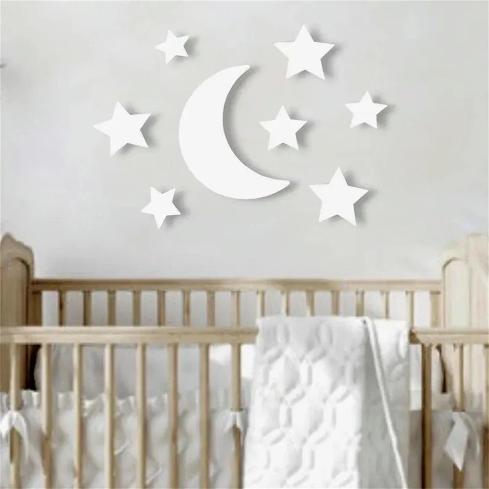 8Pcs/Set Ins White Wooden Moon and Star Garden Nursery Collection Wooden Wall Decoration Celestial Wall Art, Playroom Sign, Bohemian Home Wall Decor