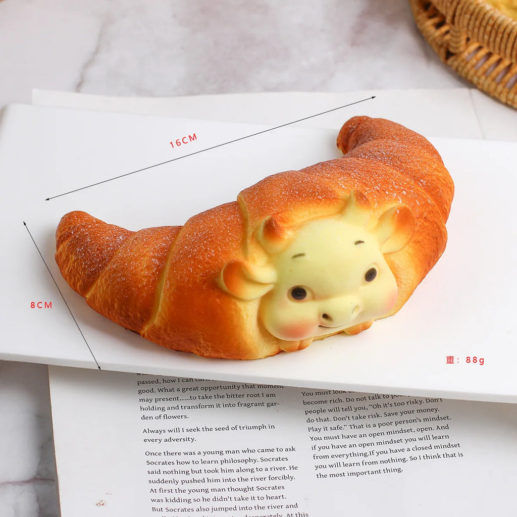 Kawaii Cartoon Animal Bread Squishy Slow Rising Squeeze Toy, Simulated Croissant Bun Fidget Toy Soft Stress Relief Toy Gift
