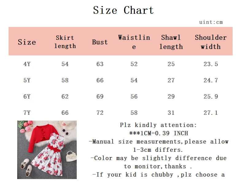 Children's clothing girls' Dress Pretty Flower Sleeveless Dress+ Shawl+belt 3Pcs/Set 4-7 Year Girls' Spring Autumn Fashion Dress