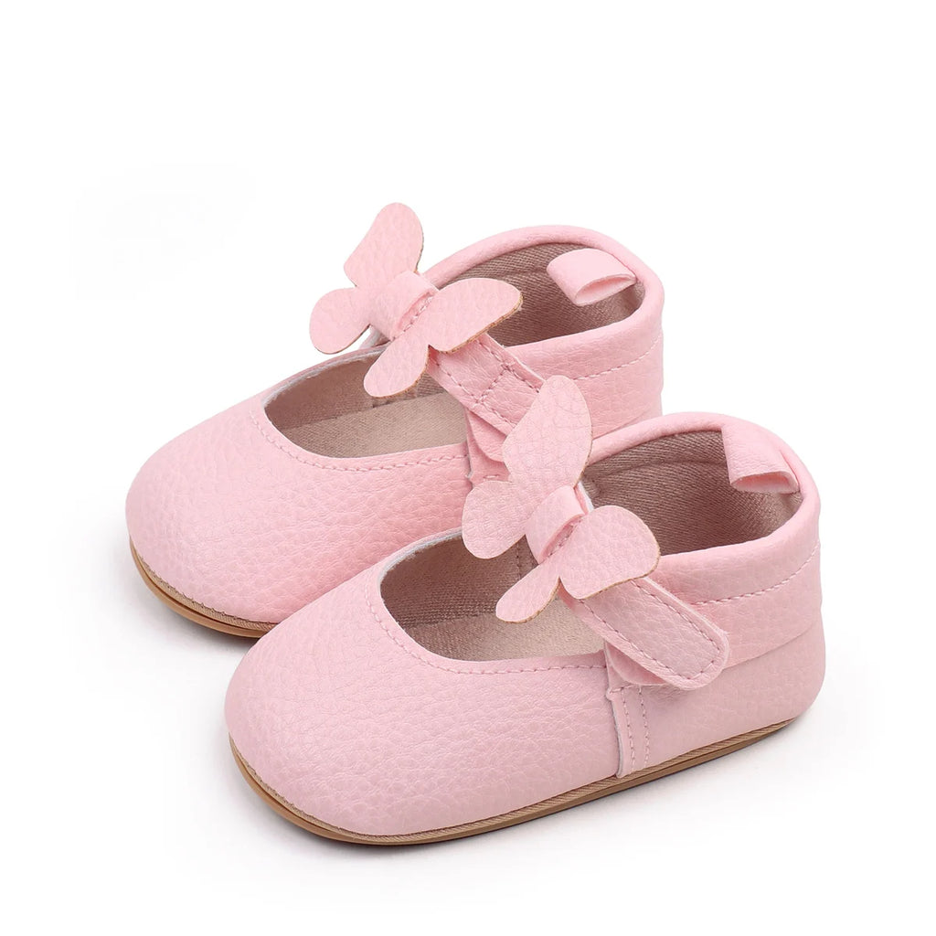 New Spring And Summer Baby Shoes Indoor Learning Shoes Butterfly Velcro Princess Shoes Anti-slip Baby Shoes