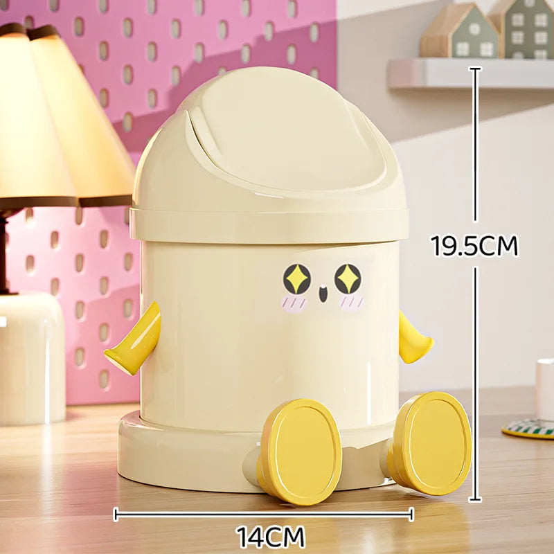 Desktop Trash Can With Lid, Compact Office Bedroom Dormitory Storage Bin For Desk