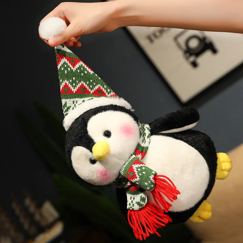 Cute Penguin Wear Christmas Hat Plush Toys Kawaii Soft Stuffed Animals Plushies Doll Christmas Party Decor Children Xmas Gift