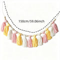 Bohemian Pink and Yellow Tassel Banner for Decoration, Handmade Tassel Garden, Home Children's Room Decoration, Fireplace Banner - Baby World SA