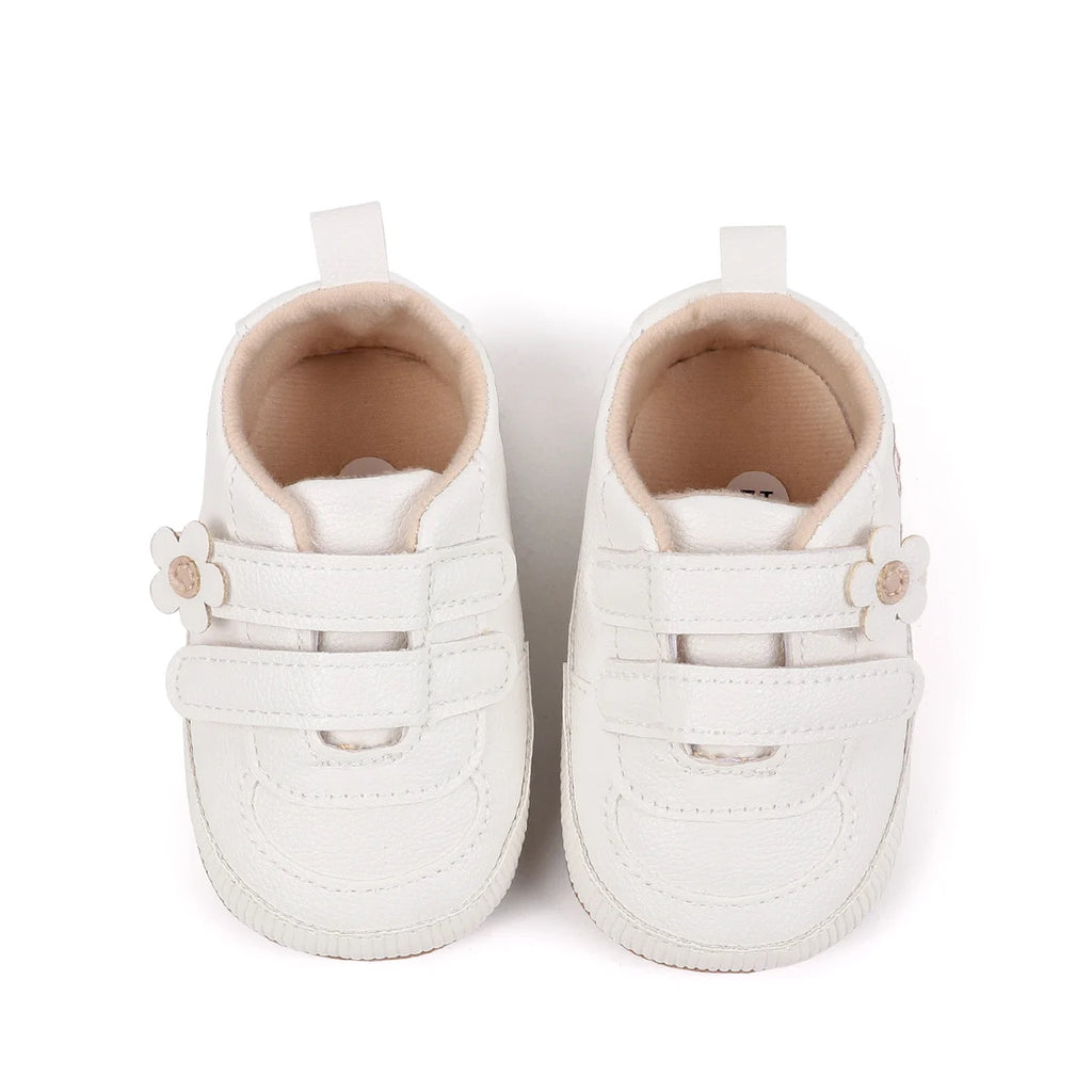 Spring and Autumn New Style Boys' and Girls' Baby Shoes Flower Pattern PU Casual Shoes 0-1 Years Old Learning Walkers Shoes