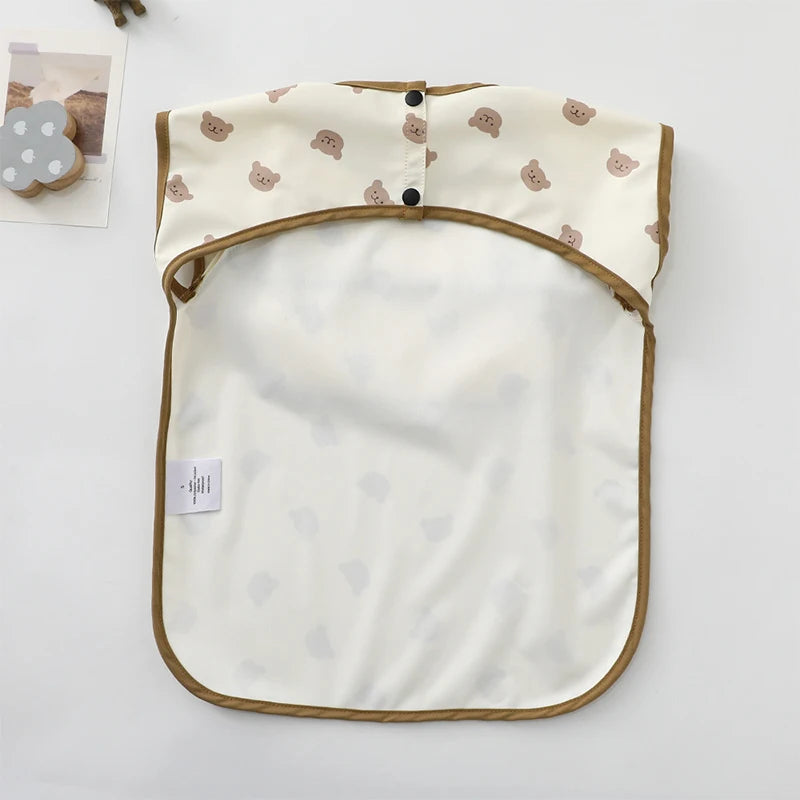 Baby Sleeveless Bibs Burp Cloth Soft Waterproof Children's Feeding Apron with Pocket Toddler Printed Art Smock for Boys Girls