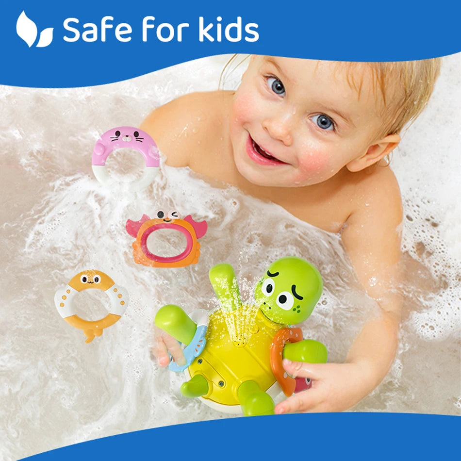 Electric Turtle Cute Swimming Turtle Water Spray Turtle Toys Bathroom Bath Toys Parent-Child Interactive for Kids Water Playing