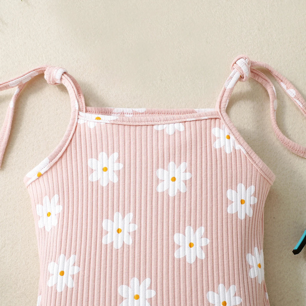 2PCS Summer Girl Crawling clothes Short Sleeve Cotton Short Sleeve  Round Necked Striped Clothes with Flower Printing Headband