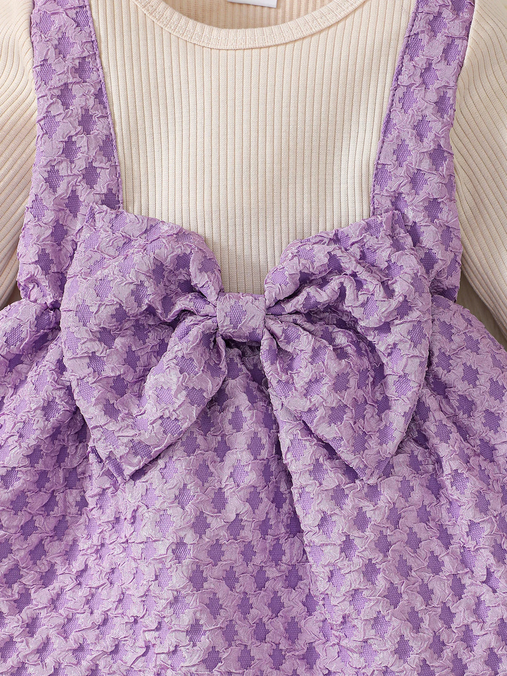2Pcs Toddler Baby Girl Dress Bow Spring Autumn Princess Dress+Headband 0-3 Year old Cute Little girl Festival Party Dress