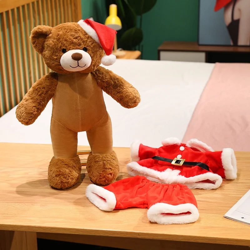 Hot 1pc 48/78cm Christmas Bear Plush Pillow Toy Cartoon Santa Bear Soft Stuffed Doll Cute Christmas Party Decor Kids Xmas Gifts