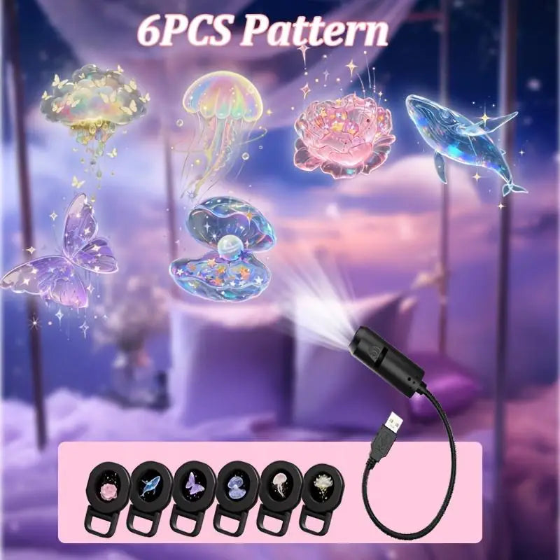 DreamSky LED USB Projector Light 3 to 6 Pattern Projections Sea Life Whale Butterfly Jellyfish Starfish Night Light
