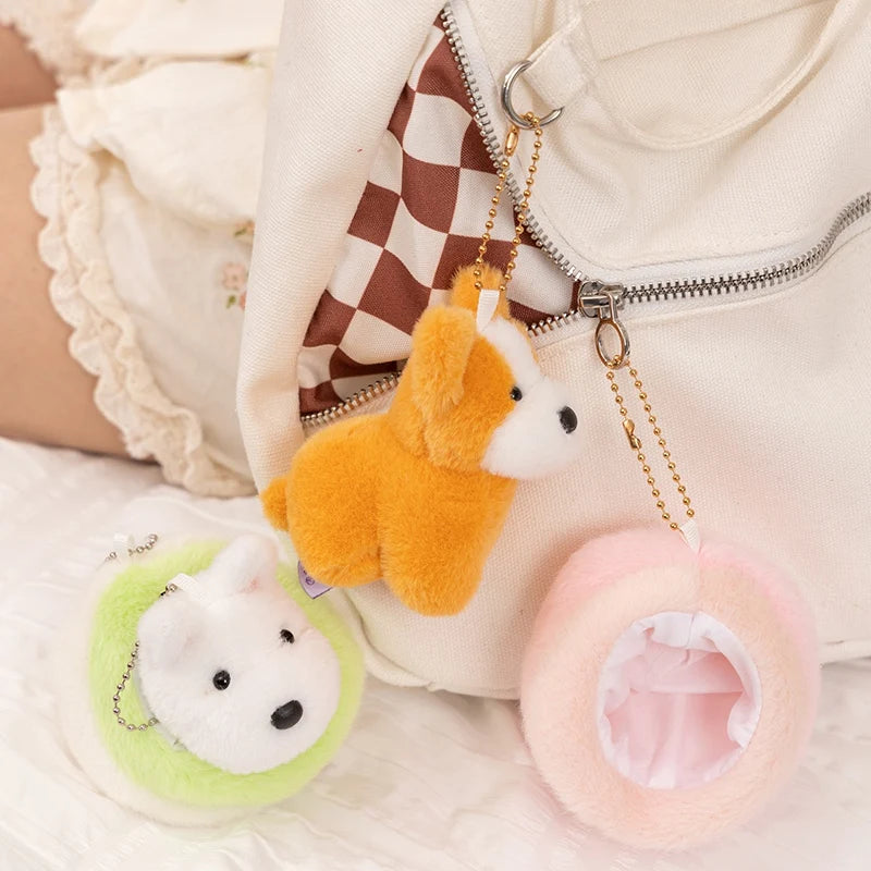 Cute Dog Pendant 10CM Love Dog Nest Series Plush Pendant Schnauzer,Corgi Dog,Teddy Dog Keychain Stuffed Animal Puppy Kid Gift