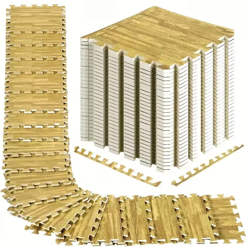 Wood Grain Non-slip Floor Mat Interlocking Foam Waterproof DIY Puzzle Mat Suitable for Living Room and Bedroom Home Decoration