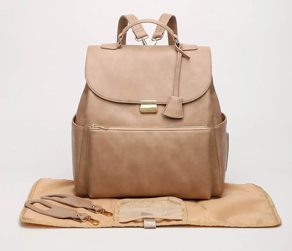 Waterproof Diaper Bag For Moms Polyurethane Leather Nappy Backpack Organizer Model 103692 Baby