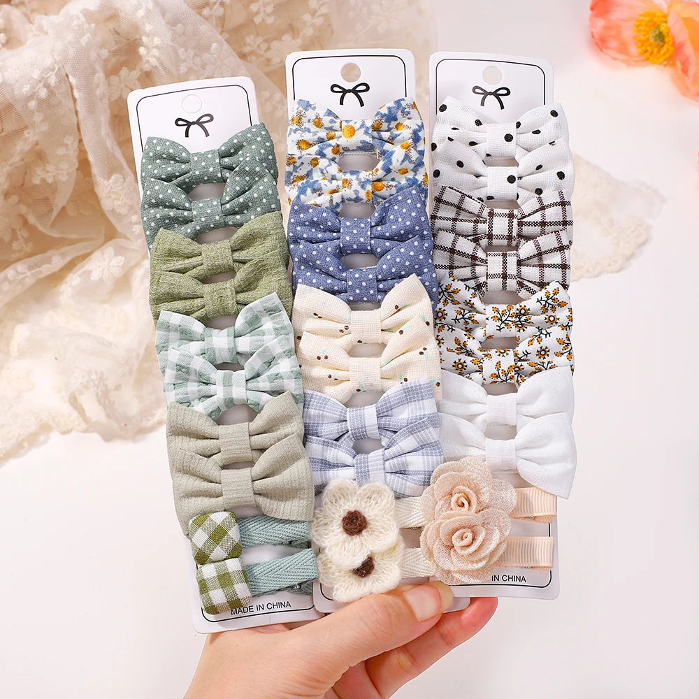 BABY BOWS 20Pcs/set Handmade Fabric Printed Barrette Boutique Mini Boutique Bangs Bow Hair Clip Ins Daisy Hairgripes