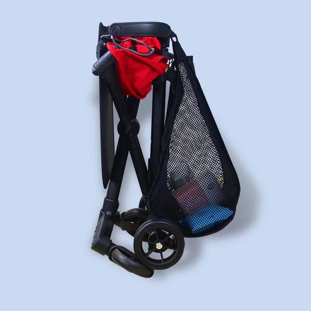 Mesh Baby Stroller Net Pocket Large Capacity Solid Color Baby Pram Organizer Pram Buggy Triangle Bag Hanging Carriage Bag