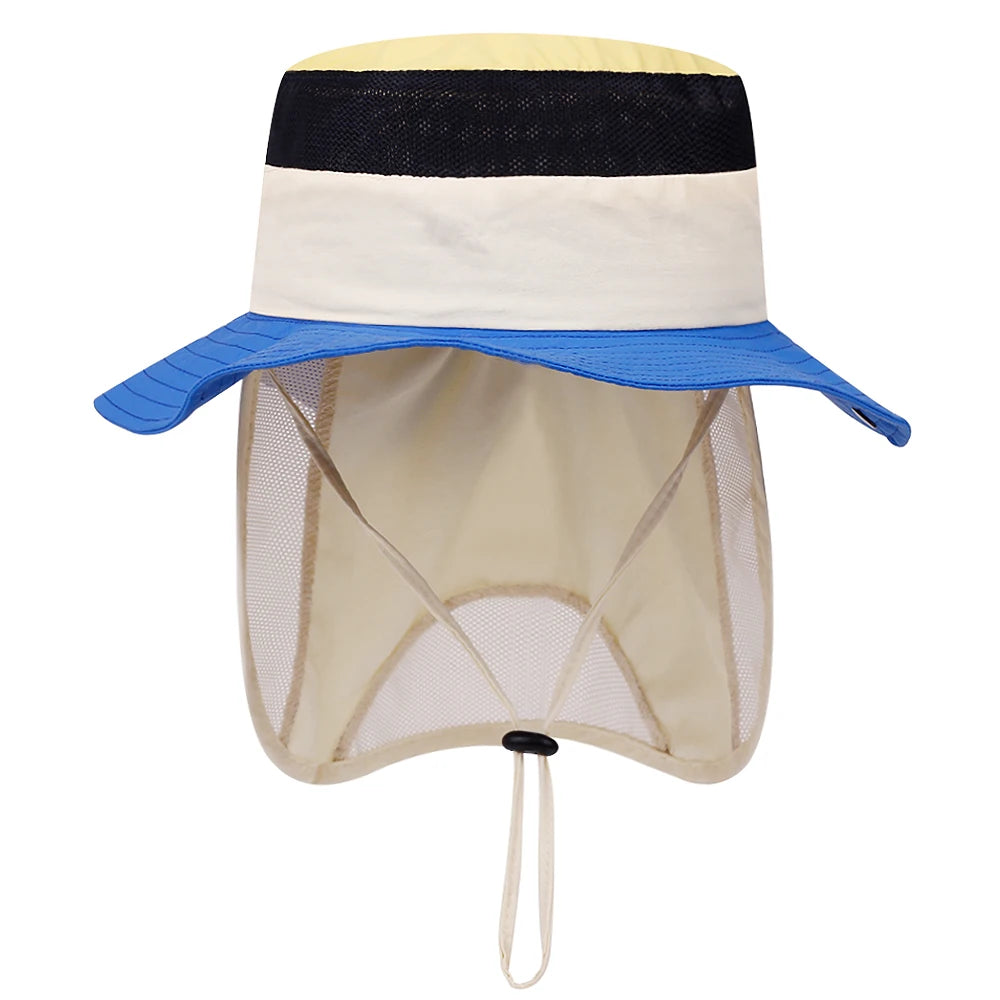 Children Summer Hat for Girls Boys Quick-dry Shawl Kids Bucket Hats Beach Travel Children Panama Kids Sun Cap 4-10Y