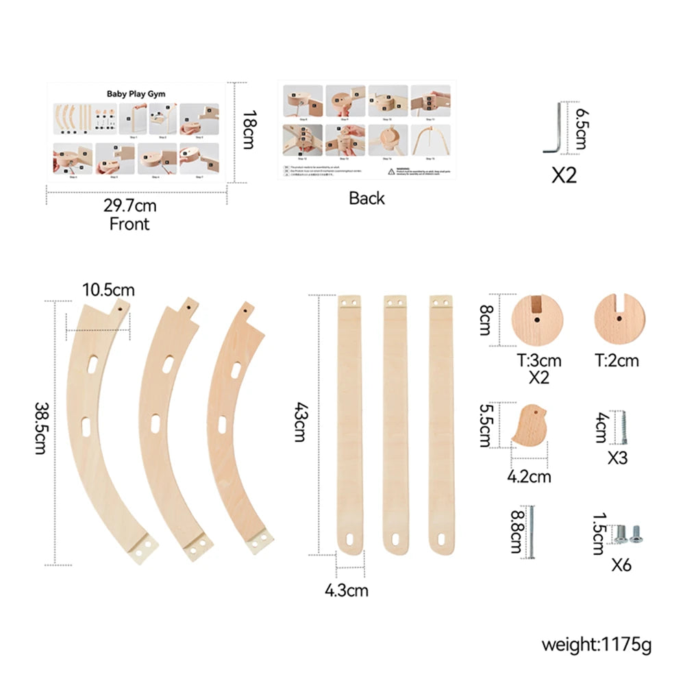 Baby Fitness Rack Wooden Frame Educational Fitness Activity Toy Gym Decoration can Hanging Pendants Sensory Gift Newborn Nursing
