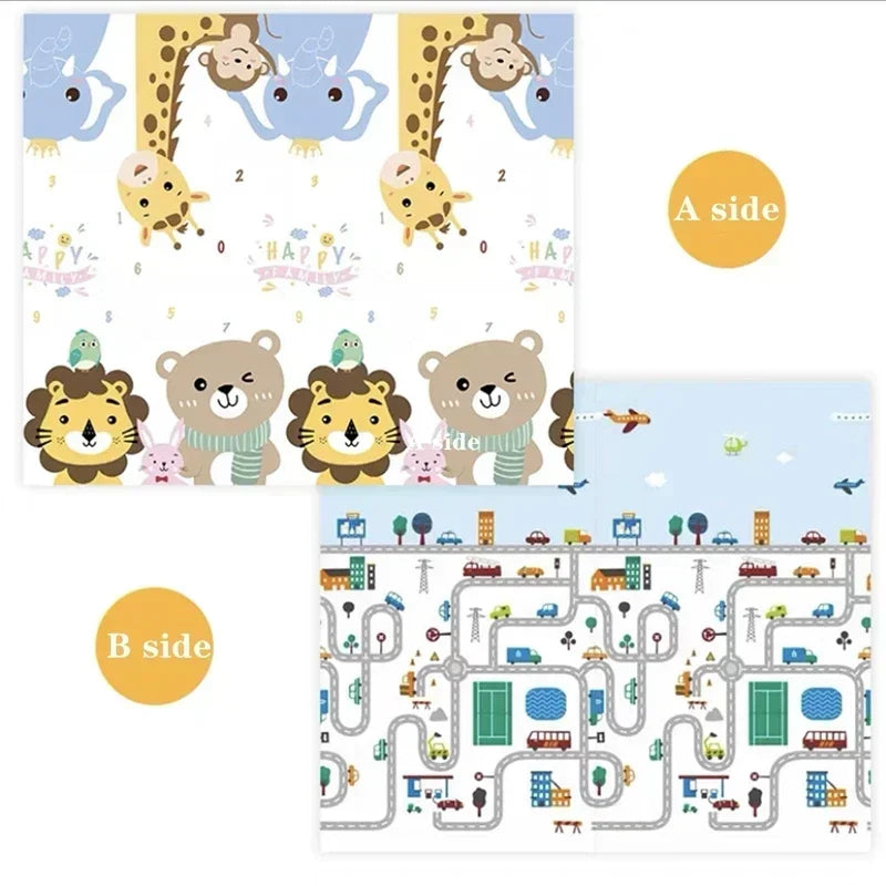 Baby Activity Gym Mat for Crawling and Play, Double-Sided Pattern, Model EPE-01, Non-Toxic
