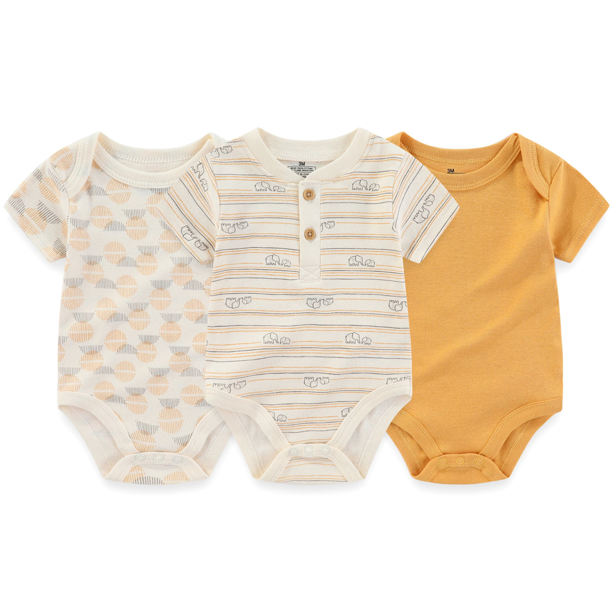 Cartoon Baby Bodysuits Set 3 To 5 Piece Soft Cotton Short Sleeve Infant Outfits For Newborn