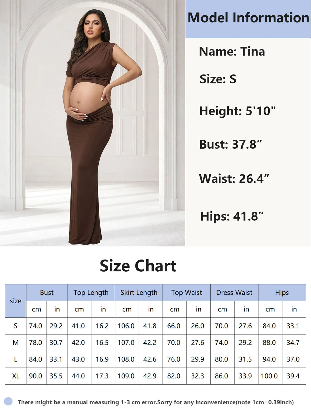 Summer 2 Piece Set Maternity Women's One Shoulder Sleeveless Photography Outfits Cutout Maxi Gown for Baby Shower Photoshoot