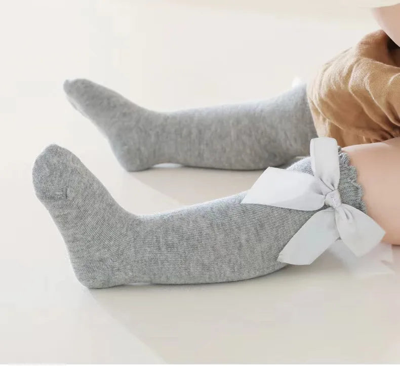 Red Bow Tie Knee High Tube Socks Girls