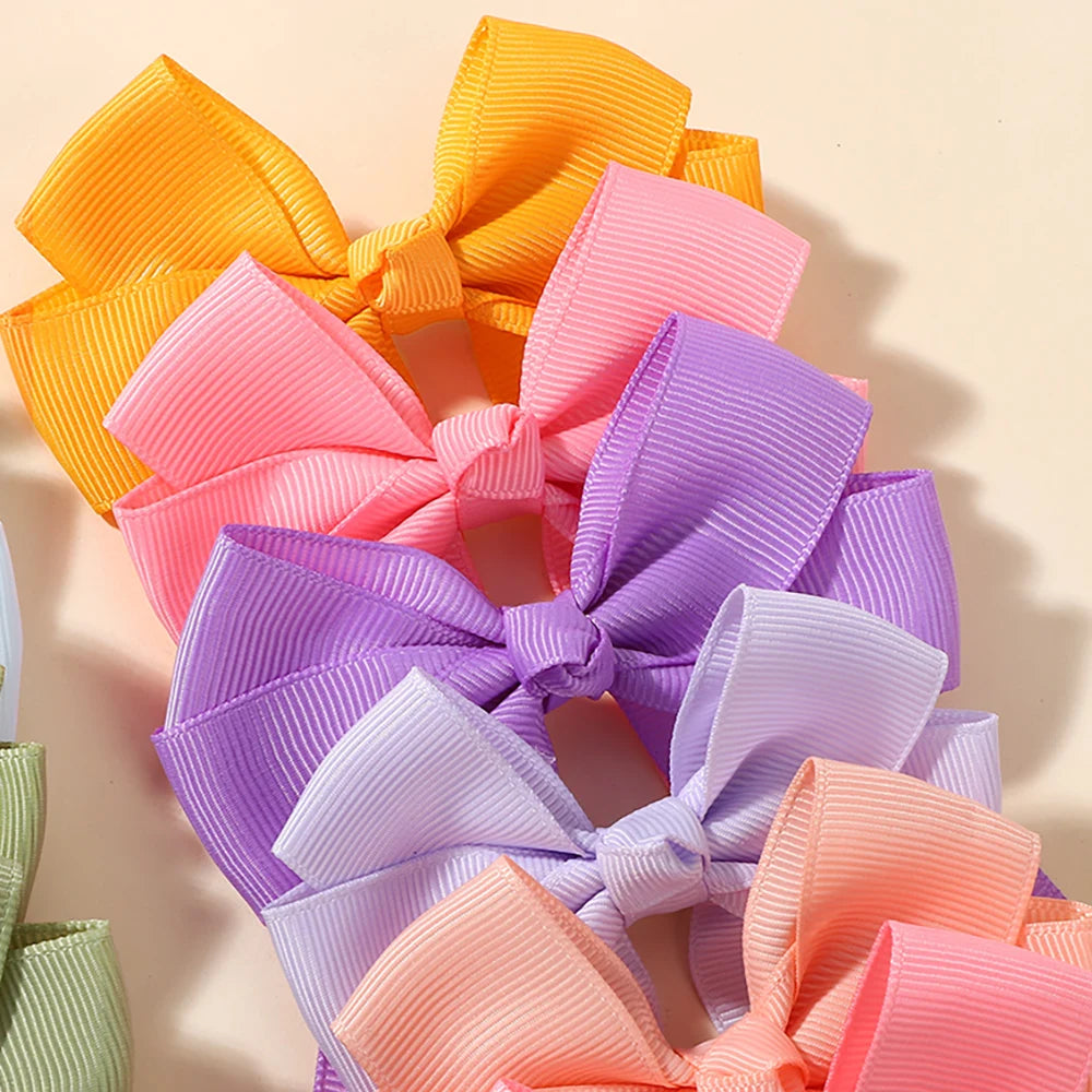 30Pcs/lot Boutique Ribbon Tassel Bow Hair Clip Set Colorful Cheer Bow Hairgripes Girls Lovely Headdress Gift