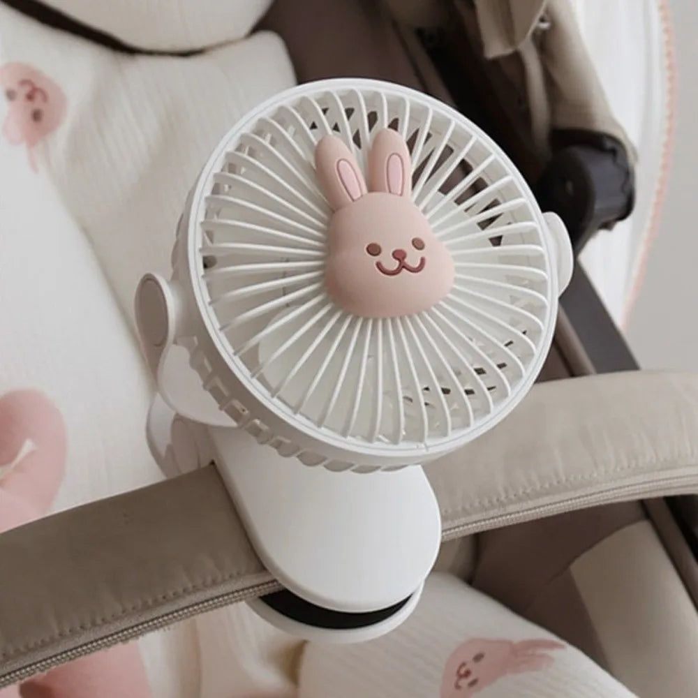 3 Speeds Cart Stroller Fan Bear Lithium Battery Portable Outdoor Fan Noiseless USB Rechargeable for 3.7V1200mAh