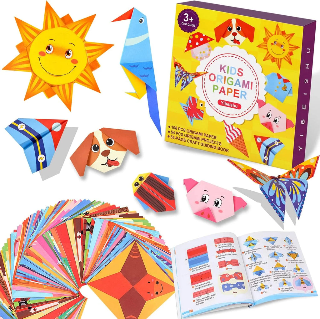 Creative Origami Paper Kit, 54 Double-Sided Sheets with Instruction Booklet, Educational DIY Craft for Kids & Adults